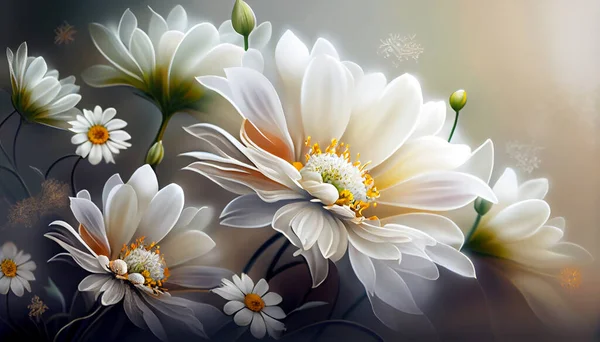 Bright White Flowers Light Background Festive Mood — Stock Photo, Image