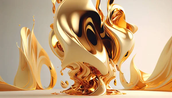 Melted gold abstract on white background