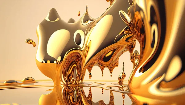 Melted gold abstract on white background