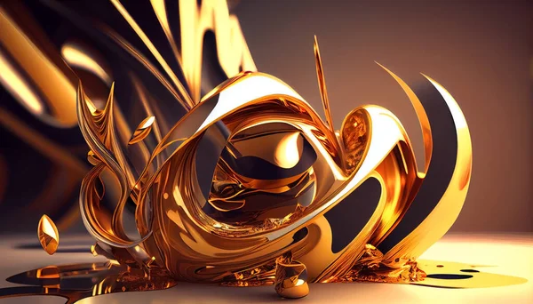 Melted gold abstract on dark background