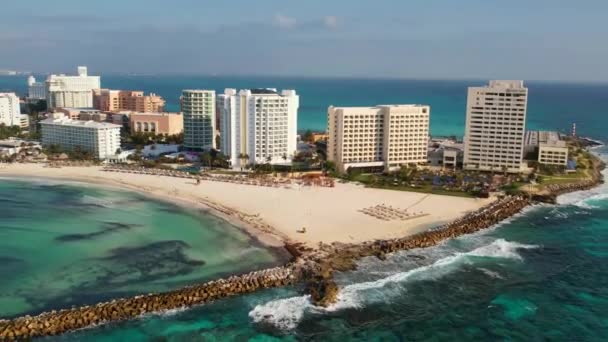 Mexique Cancun Belle Côte Des Caraïbes Avec Eau Turquoise Vue — Video