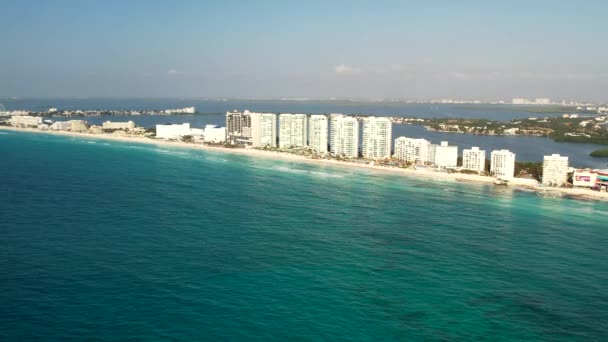 México Cancún Hermosa Costa Del Mar Caribe Con Agua Turquesa — Vídeo de stock