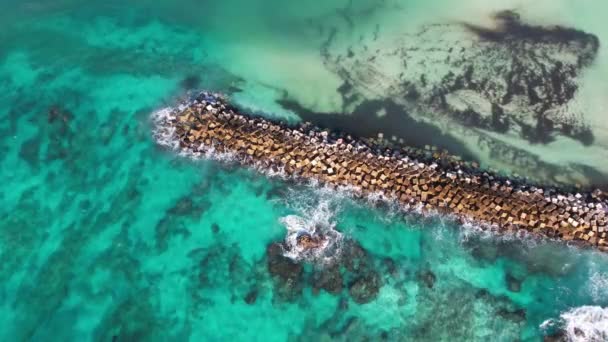 Meksika Cancun Güzel Karayipler Deniz Kıyısı Turkuaz Üst Manzara — Stok video