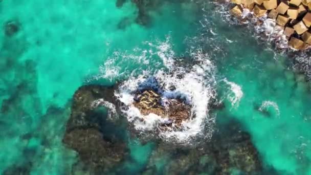 Mexico Cancun Prachtige Caribische Zeekust Met Turquoise Water Bovenaanzicht — Stockvideo