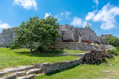 Meksika antik Maya şehri Tulum 'daki Karayipler kıyısında.