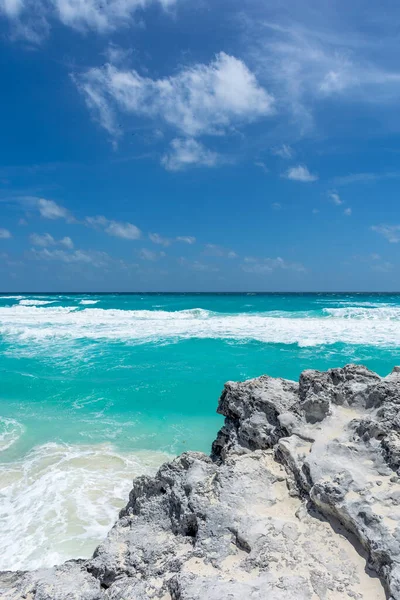 México Cancún Hermosa Costa Caribeña Paisaje Marino Con Agua Turquesa — Foto de Stock