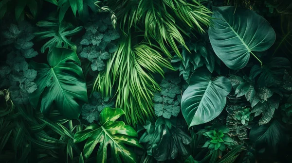 stock image Tropical plant leaves background image, direct view