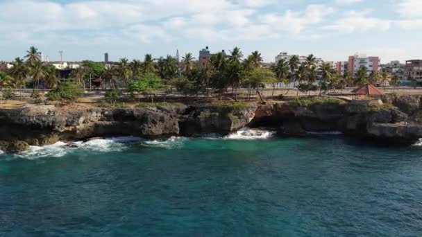Dominik Cumhuriyeti Santo Domingo Güzel Karayip Deniz Kıyıları Turkuaz Üst — Stok video
