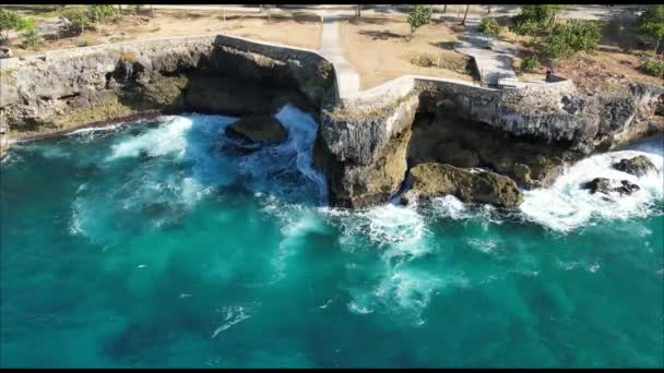Dominikánská Republika Santo Domingo Krásné Karibské Pobřeží Tyrkysovou Vodou Výhled — Stock video