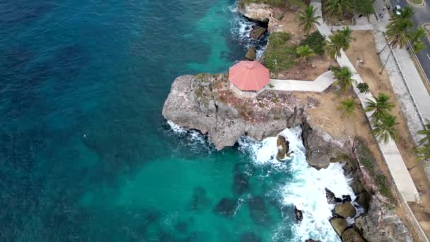 Dominik Cumhuriyeti Santo Domingo Güzel Karayip Deniz Kıyıları Turkuaz Üst — Stok video