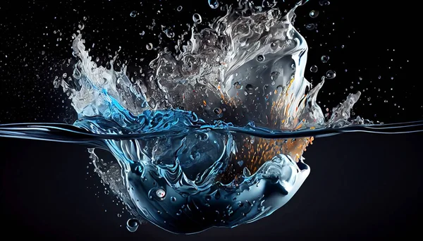 stock image Abstraction from splashes of water on a dark background