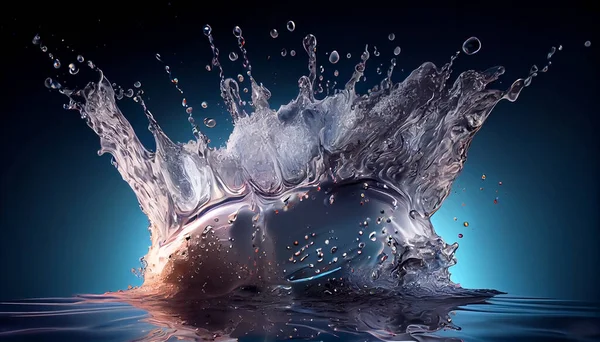 Abstraktion Von Wasserspritzern Auf Dunklem Hintergrund — Stockfoto