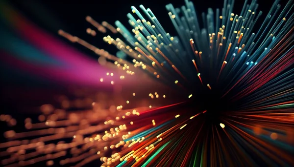 Koyu arkaplandaki optik fiberden soyutlama.