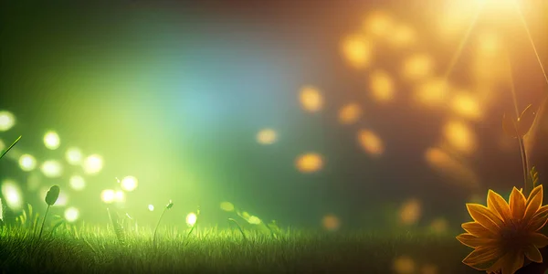 Green Grass Beautiful Lighting Background Image Shallow Depth Field — Stock Photo, Image