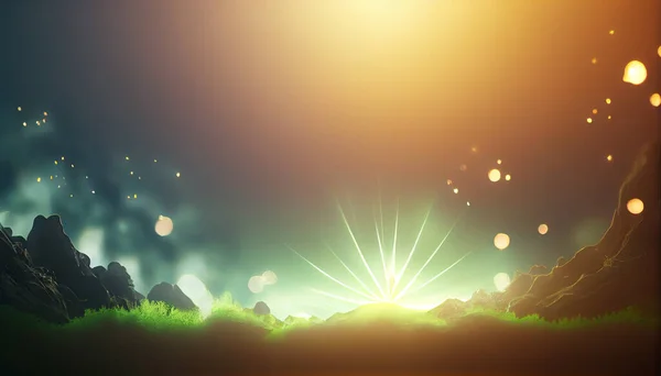 Grünes Gras Mit Schöner Beleuchtung Hintergrundbild Mit Geringer Schärfentiefe — Stockfoto