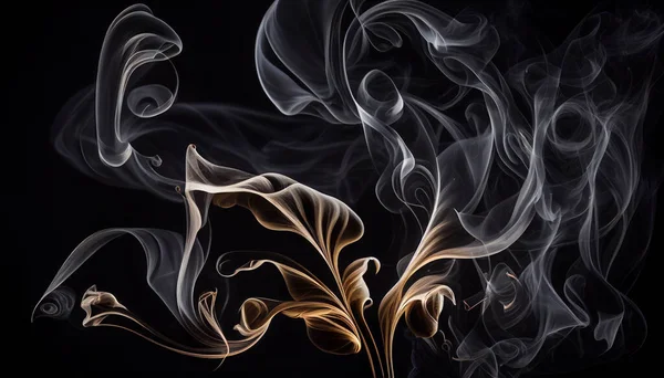 Αφαίρεση Καπνού Σχηματίζοντας Ιδιότροπα Σχήματα Σκοτεινό Φόντο — Φωτογραφία Αρχείου