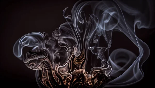 Αφαίρεση Καπνού Σχηματίζοντας Ιδιότροπα Σχήματα Σκοτεινό Φόντο — Φωτογραφία Αρχείου