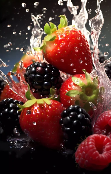 Frutas Frescas Salpicaduras Agua Transparentes Vista Frontal —  Fotos de Stock