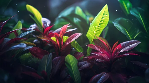 stock image Lush vegetation in the tropical forest, background image.