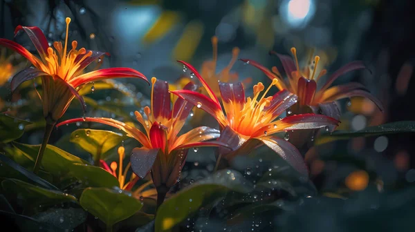 Hermosas Flores Bosque Tropical Vista Frontal —  Fotos de Stock