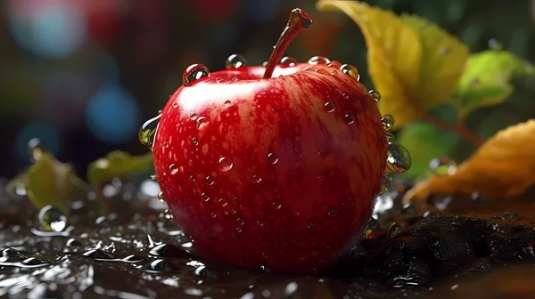 Soczyste Świeże Jabłka Czystej Wodzie Widok Przodu — Zdjęcie stockowe