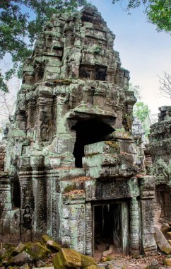 Kamboçya 'daki Ta Prohm tapınağının eski kalıntıları..