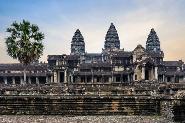 Ancient temple complex in honor of the god Vishnu Angkor Wat in Cambodia.