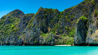 Tayland 'daki Phi Phi Ley adasındaki güzel Maya Körfezi plajı.