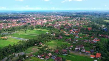 Endonezya 'nın Bali adasındaki Ubud şehrinin havadan görünüşü.