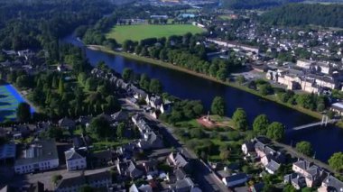 Inverness, İskoçya 'nın havadan görünüşü - şehrin panoramik görüntüsü.