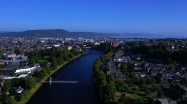 Inverness, İskoçya 'nın havadan görünüşü - şehrin panoramik görüntüsü.