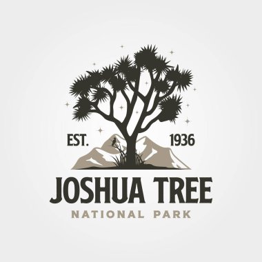 Joshua Tree vintage logo seyahat vektör çizim tasarımı