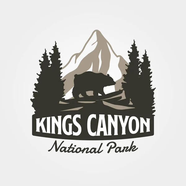 Berg Outdoor Vintage Logo Vektor Tierwelt Illustration Design King Canyon — Stockvektor