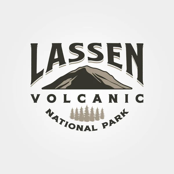 Lassen Logotipo Vulcânico Design Montanha Aventura Viagem Logotipo Vintage Design —  Vetores de Stock
