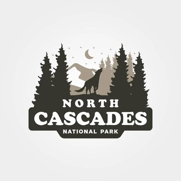 North Cascades Vintage Travel Logo Vector Illustration Design — Stock Vector