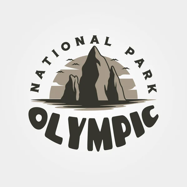 Parque Nacional Olímpico Viagem Logotipo Vintage Vetor Ilustração Design —  Vetores de Stock