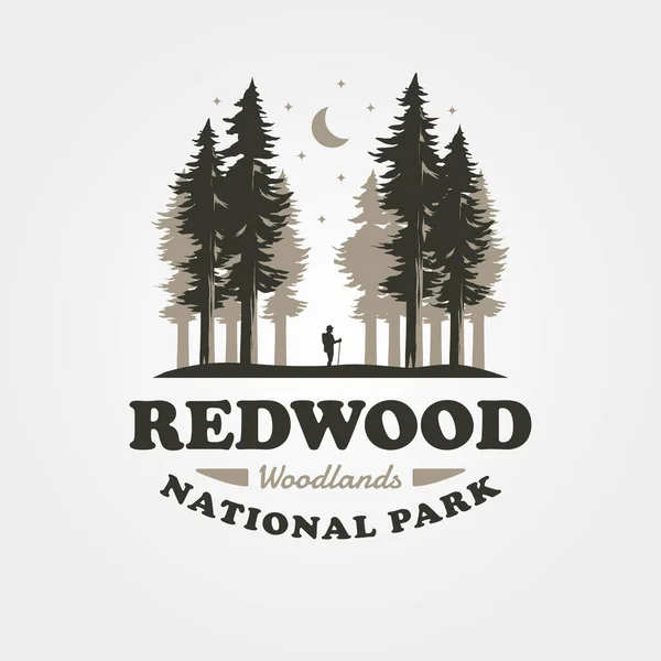 Redwood Vintage Outdoor Logo Vector Ontwerp Woodland Symbool Illustratie Ontwerp Vectorbeelden