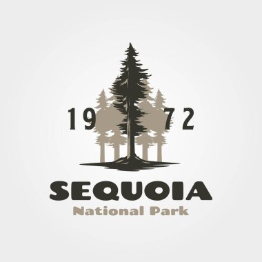 sekoya seyahati logo vektör illüstrasyon tasarımı, ulusal park vintage logo tasarımı