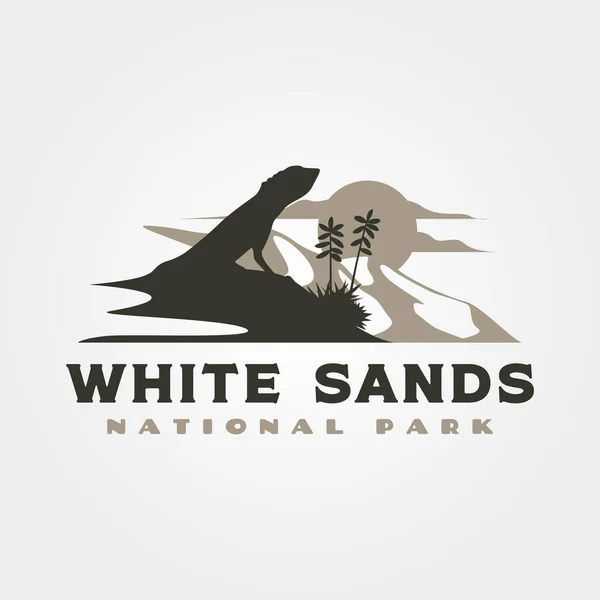 Белый Песок Винтажный Логотип Векторный Символ Дизайн Иллюстрации Ящерица Дизайн — стоковый вектор
