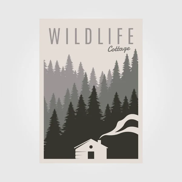 Orman Vektörü Poster Tasarımı Üzerinde Kamara Kampı — Stok Vektör