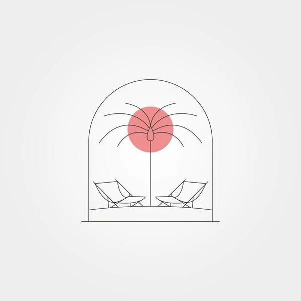 Минималистский Шезлонг Векторном Дизайне Пляжного Символа Заката — стоковый вектор