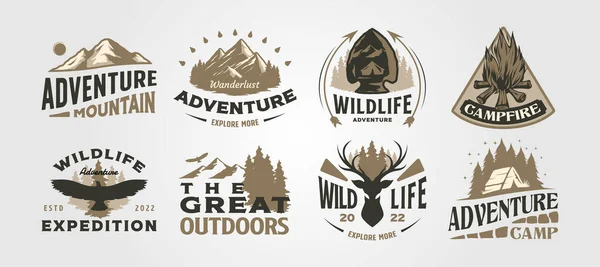 Set Outdoor Logo Vector Illustration Design Adventure Camp Wild Life — Διανυσματικό Αρχείο