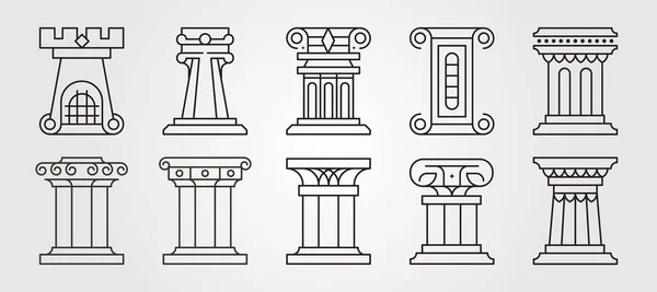stock vector set of pillar line art vector illustration design, ancient greek or roman architecture building symbol, abstract pillar vector design