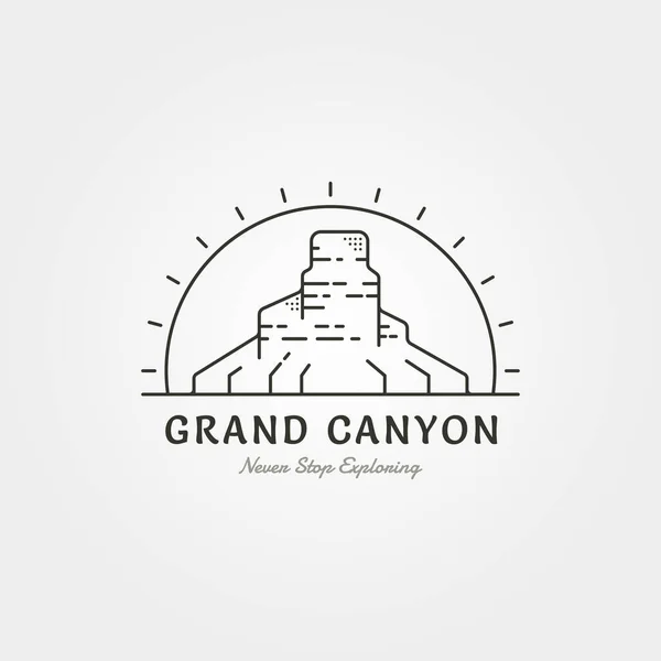 Лінійне Мистецтво Гранд Каньйон Векторний Дизайн Ілюстрації Мінімальний Дизайн Логотипу — стоковий вектор