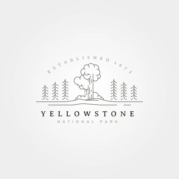 Yellowstone Lijn Art Vector Logo Illustratie Ontwerp Geelsteen Minimaal Ontwerp Rechtenvrije Stockillustraties