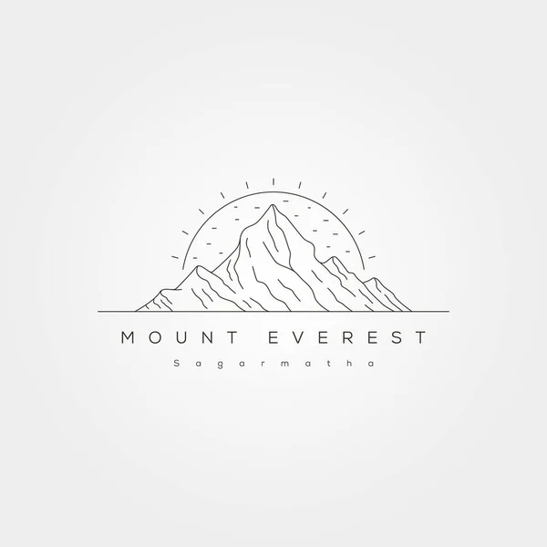 Monte Projeto Ilustração Vetor Arte Linha Everest Projeto Mínimo Logotipo — Vetor de Stock