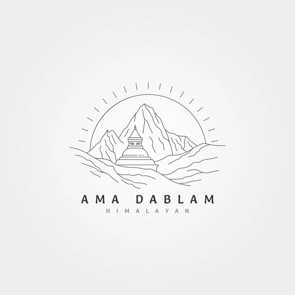 Ama Dablam Himalayan Mountain Line Art Vector Λογότυπο Εικονογράφηση Σύμβολο — Διανυσματικό Αρχείο