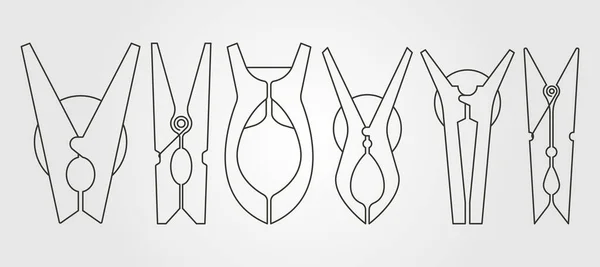 Set Pegs Line Art Logo Vector Symbol Illustration Design Clothes — Stock Vector
