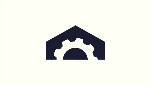 ギヤハウスの産業創造的なビデオアニメーションの設計 建物の動きのアニメーションの設計が付いている回転ギヤ — ストック動画