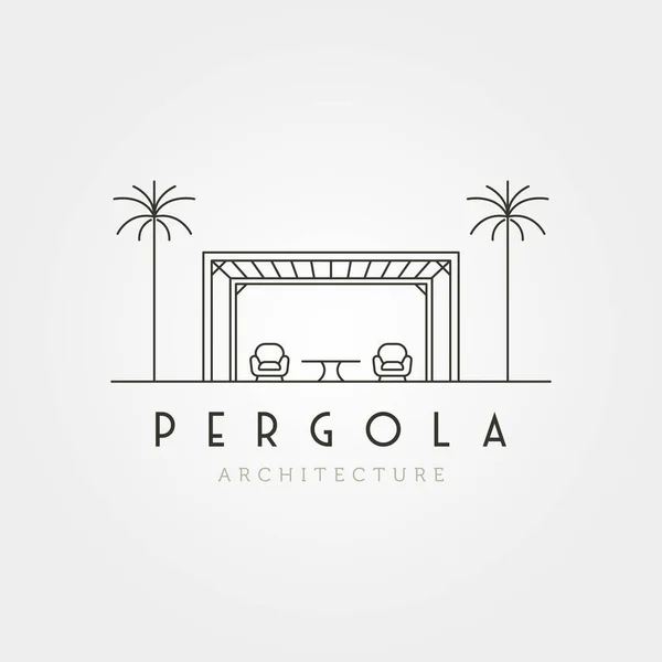 Vector Pergola Line Art Icon Logo Illustration Design Minimalist Architecture — Stock Vector